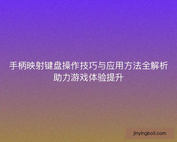 手柄映射鍵盤操作技巧與應用方法全解析助力游戲體驗提升