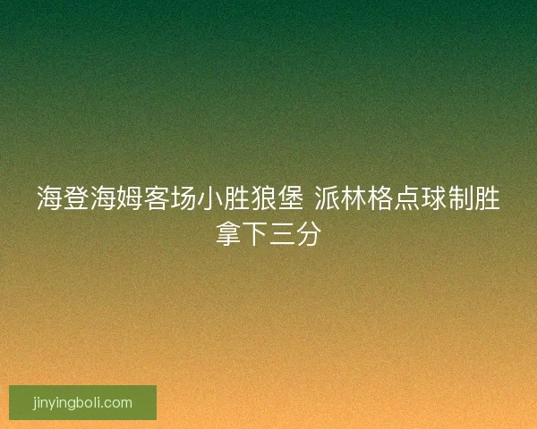 海登海姆客场小胜狼堡 派林格点球制胜拿下三分