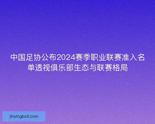 中国足协公布2024赛季职业联赛准入名单透视俱乐部生态与联赛格局 中国足协公布2024赛季职业联赛准入名单透视俱乐部生态与联赛格局