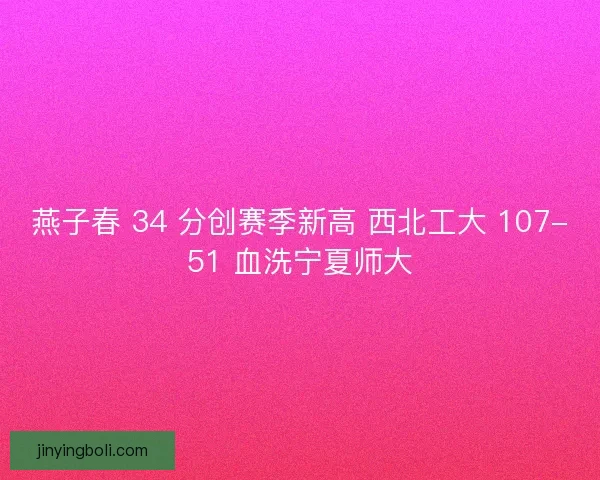 燕子春 34 分创赛季新高 西北工大 107-51 血洗宁夏师大